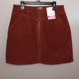 Rust color corduroy mini skirt